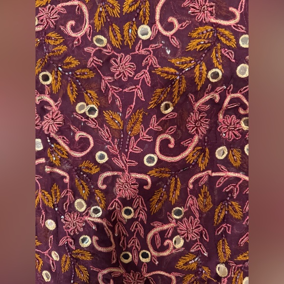 ❤️ NEW ARTISANAL RARE HAND EMBROIDERED BEAUTIFUL SILK SHEER TOP. Size: L - Picture 5 of 11